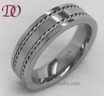 Two Chains Tungsten Ring Men&prime;s Tungsten Ring Jewelry