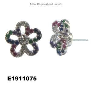 Hot Sale Flower-Shaped Silver Earring