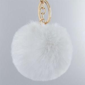 Key Chain Rabbit Fur POM POM Balls Furry Keychain Fur Ball Wholesale