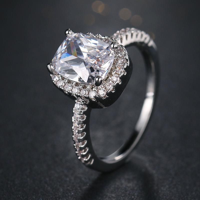 Fashion Women Jewelry Girls Gift Wedding Ring Diamond Silver Ring