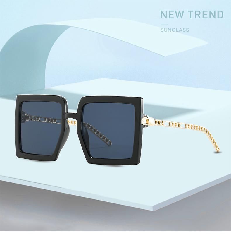 Glasses for New Retro Frame Sunglasses Female Chain Type Metal Temple Sunglasses Cross-Border Foreign Trade Glasses