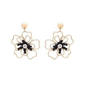Women Fashion Jewelry Accessories Thin Brass Flower Stud Earrings