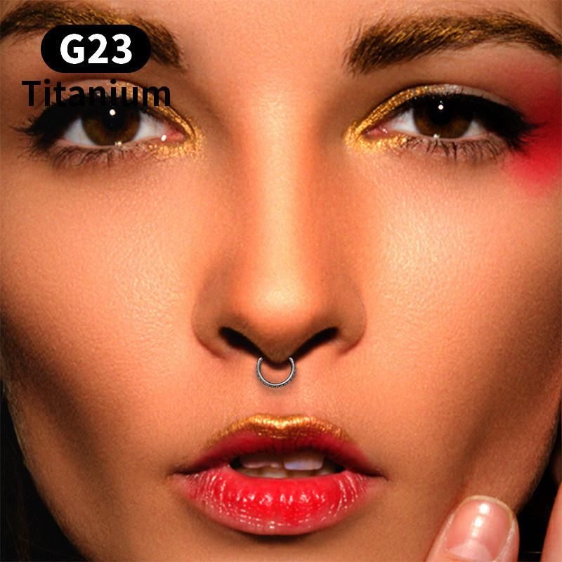 G23 Titanium Earring Hoop Hinged Septum Rings and Nose Rings Hoops Inlaid CZ for Women Men