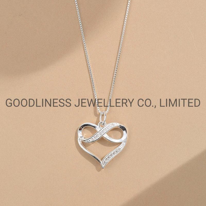 Dainty 925 Sterling Silver Women Infinity Heart Pendant Necklace Design