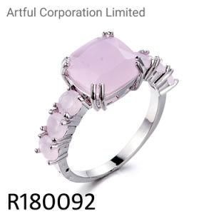 Fashion Jewelry Silver Ring with Pink Stone