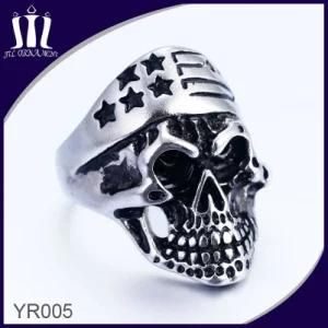 Black Oil Skull Ring with Stars