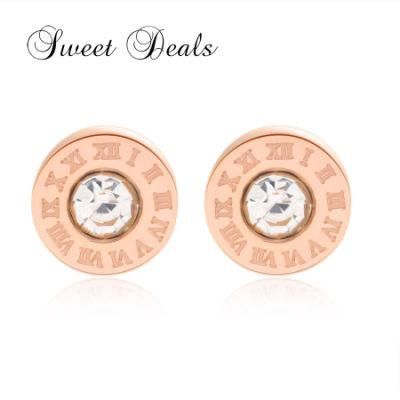 Fashion Jewelry Round Couple Earrings Titanium Steel Rose Gold Earrings