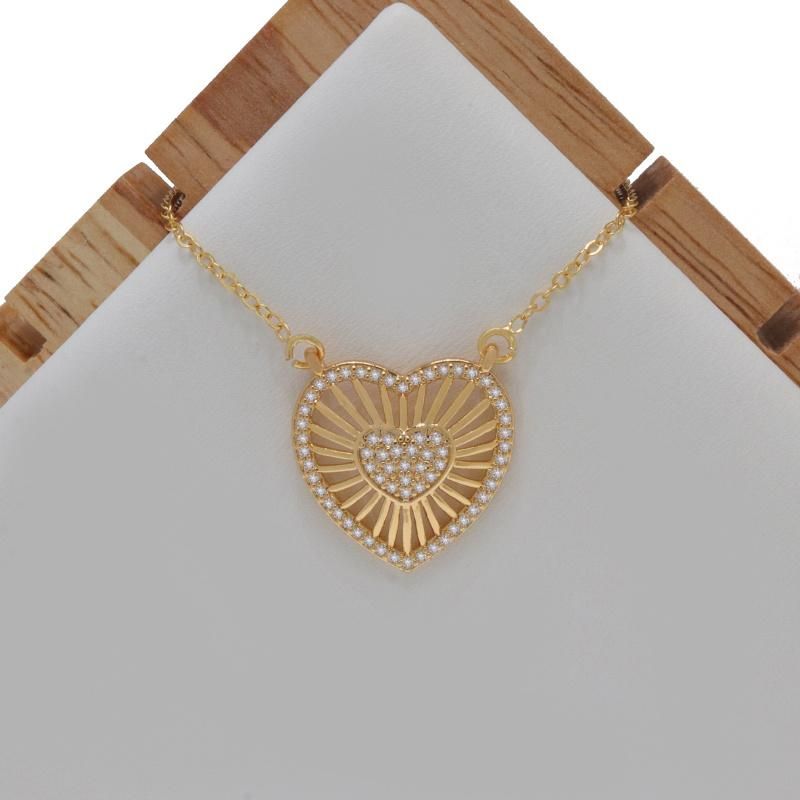 Wholesale Heart Shaped 18K Gold Zircon Women Fashion Necklace