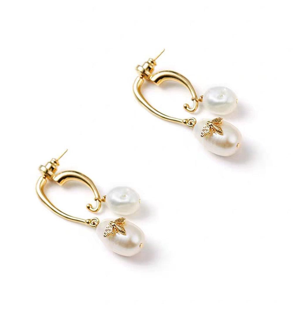 Fashion Accessories Luxury 925 Silver Baroque Pearl Bee Gold Fashion Jewellery Factory Wholesale Beauty Charm Fine Earrings