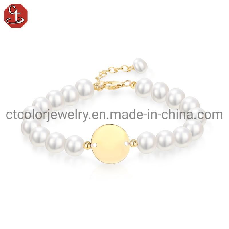 Fashion Jewelry 925 Silver 18K Gold Plated Natural Freshwater Pearl Bracelet