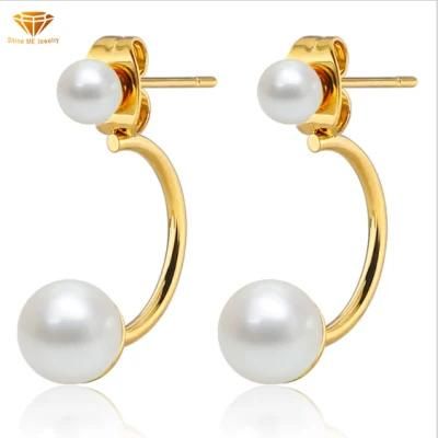 Factory Wholesale Stainless Steel Titanium Steel Pearl U-Shaped Earrings Er4010