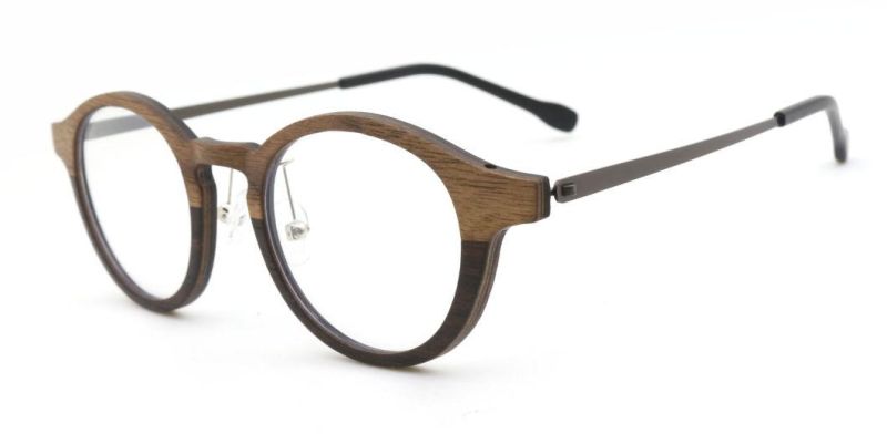 Fashionable High Quality Round Optical Frame Wooden Eyewear Ready to Ship