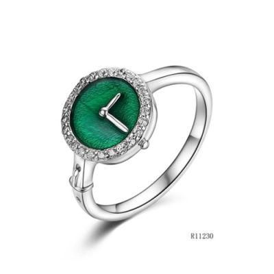 Time Theme 925 Sterling Silver with Enamel Round Ring