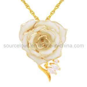 Fashionable 24k Gold Rose Necklace for Holiday Gift (XL044)