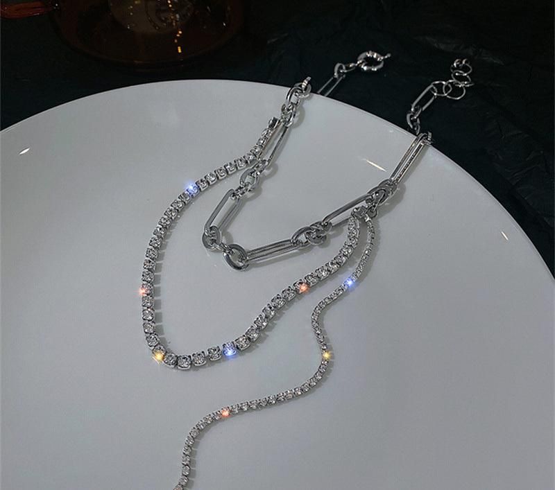 2022 Creative Jewelry Zircon Metal Chain Necklace Female Trendy Collarbone Chain S Necklace Choker Fashion Jewelry