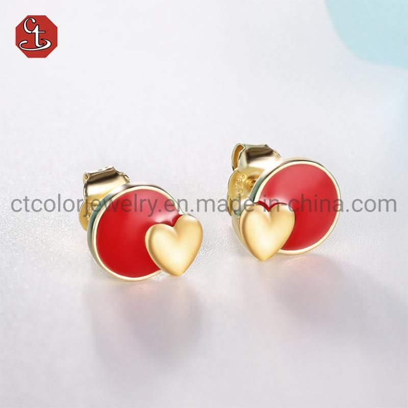 Trendy Jewelry Newest Design Enamel Heart Pendant Jewelry Set