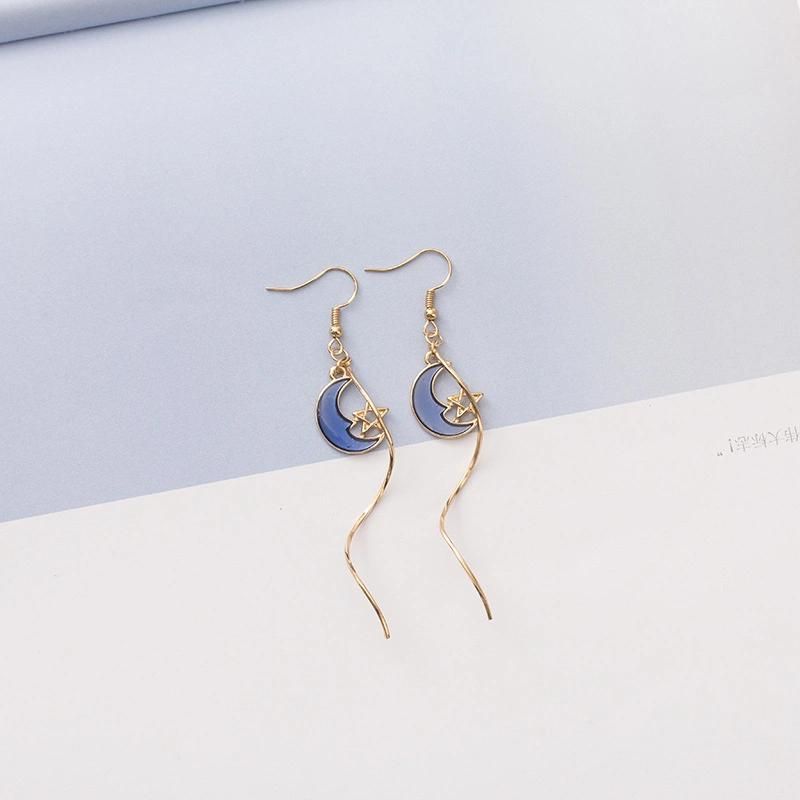 New Fashion Jewelry Moon Shape Alloy Retro Eardrop