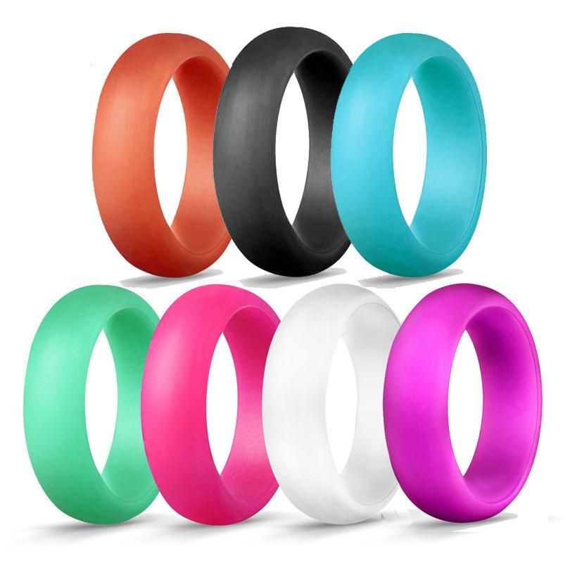 Silicone Soft Wedding Band Engagement Finger Rubber Rings for Men Women