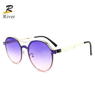 Round Fashion Wholesale Custom Logo Metal Frame Women Sunglasses