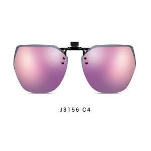 Casual UV400 Polarized Clip on Sunglasses Fashion Eyeglasses with Tac Lens for Drving Men or Women Model J3156-C4