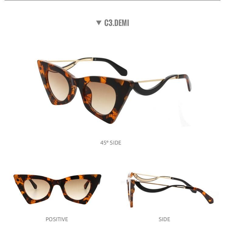 2022 Newest Vintage Luxury Triangle Design Sunglasses Women Cat Eye
