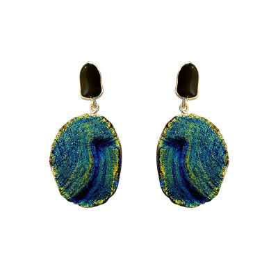 Fashion Jewelry 925 Silver Needle Oil Drop Resin Earrings