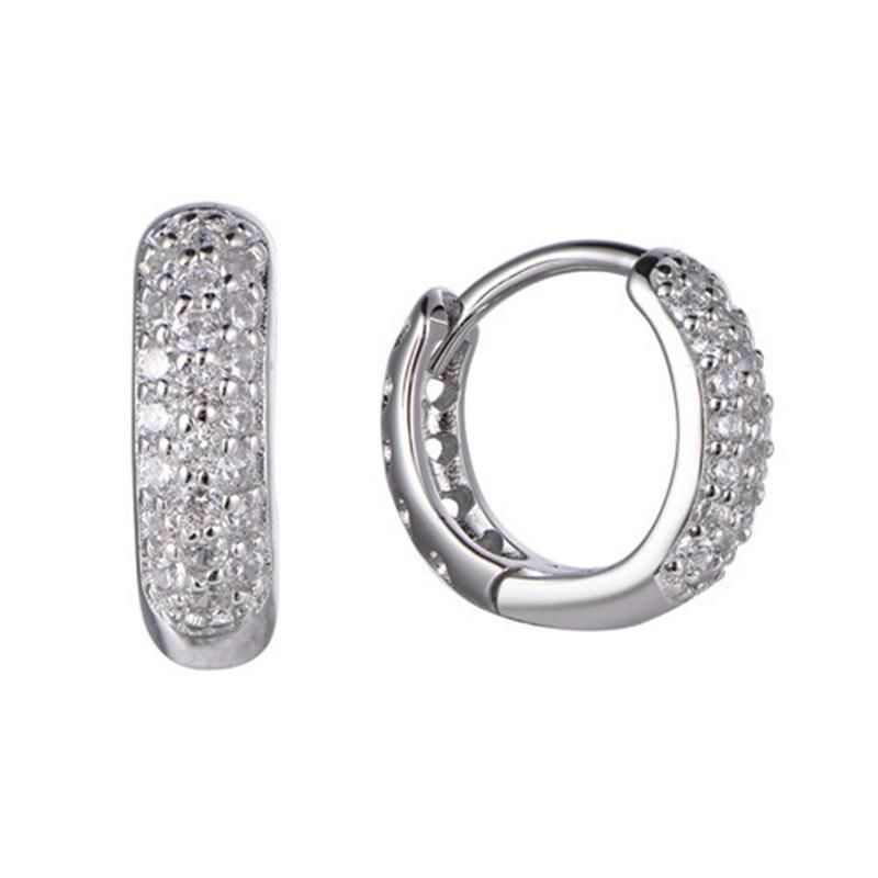 925 Silver Half Hollow Half CZ Fashion Hoop Earring for Girls