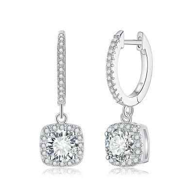 S925 Sterling Silver Hoop Earrings 5mm 6.5mm Round Shape Moissanite Stone Hot Sale Products
