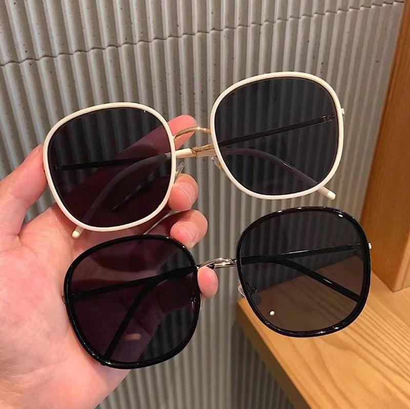 Glasses European and American Trend Sunglasses Net Red Rice White Main Color Metal Glasses Personality Street Shooting Big Frame Ladies Sunglasses