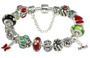 Fashion Beautiful European Wholesale Silver Plated Glass Beads Charm Bracelet Jewelry Q51