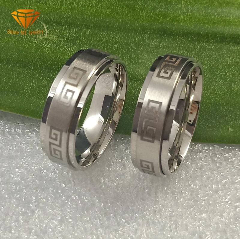 316L Stainless Steel Jewelry Laser Logo Surgical Steel Fashion Spinner Ring (SRS8820)