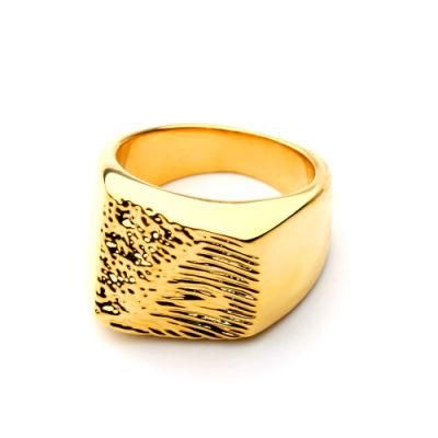 High Level Polish Rock Pattern Copper Brass Ring