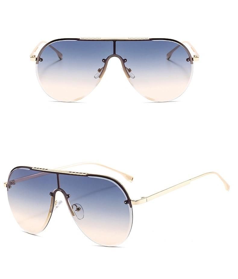 Metal Frameless Men and Women Large Frame Sunglasses