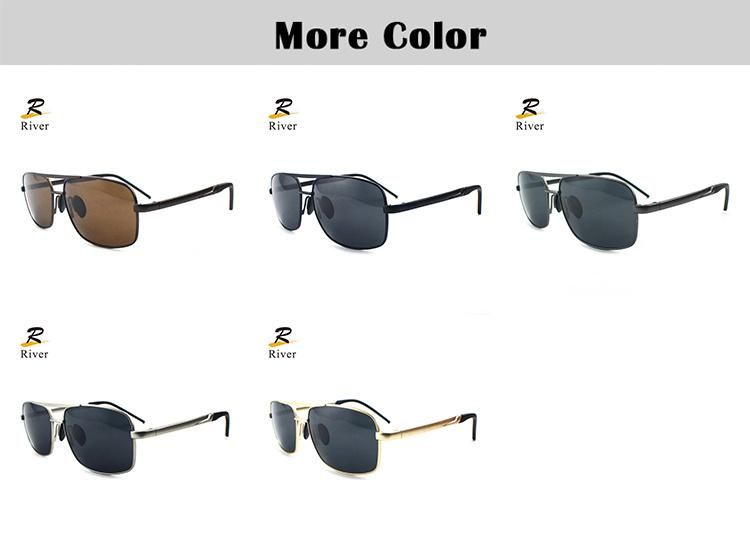 Metal Fashion Square Design Stock Polarized Men Sunglasses