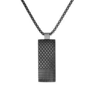 Gold-Plated Stainless Steel Mesh Square Brand Pendant Necklace
