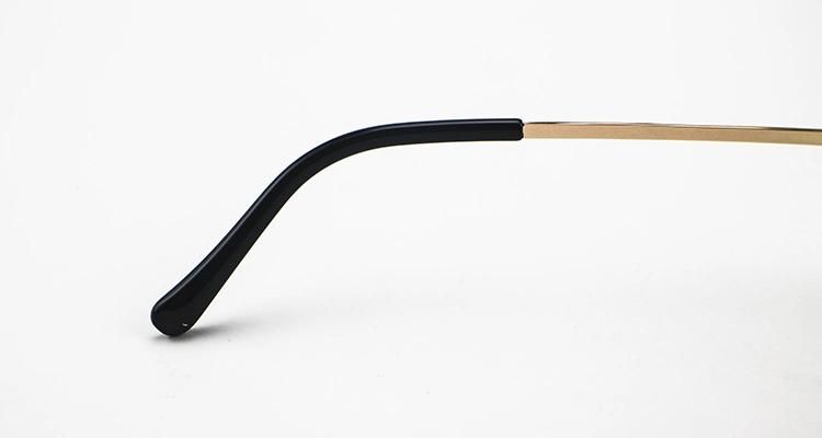 New Design Round Metal Frame Women Stock Half-Rim Sunglasses