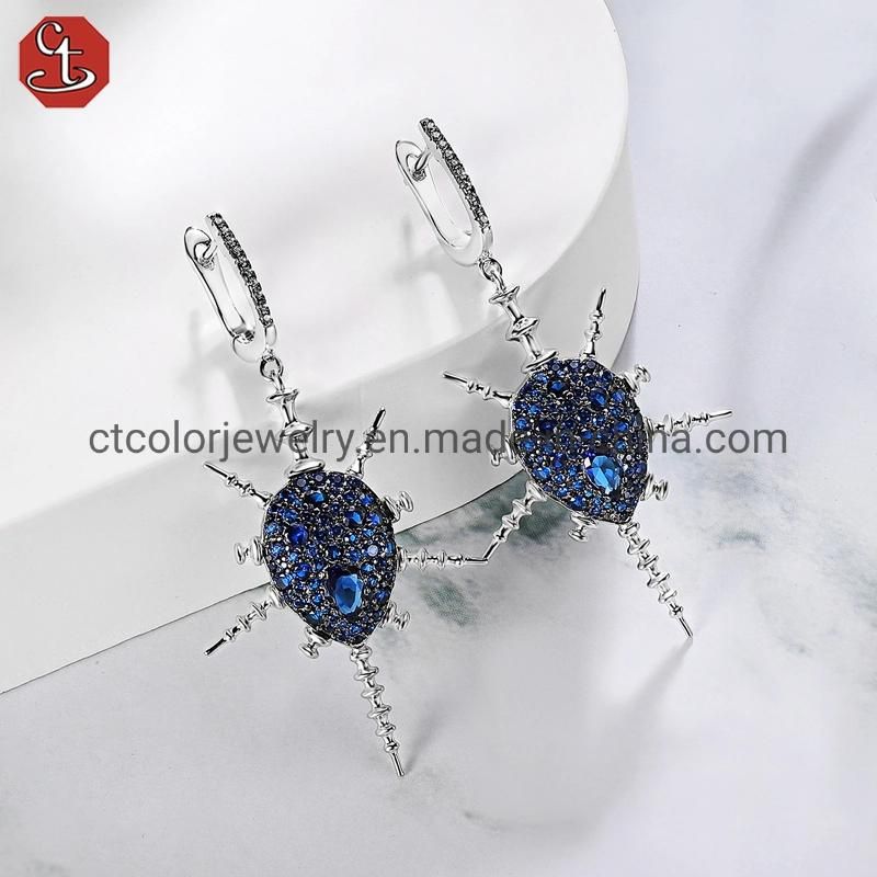 High quality 925 sterling silver handmade blue spinel earrings for women