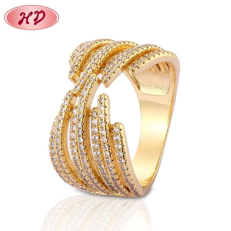 Women Stainless Steel Silver Fashion 18K Gold Plated Engagement Finger Wedding Rings Jewelry Design