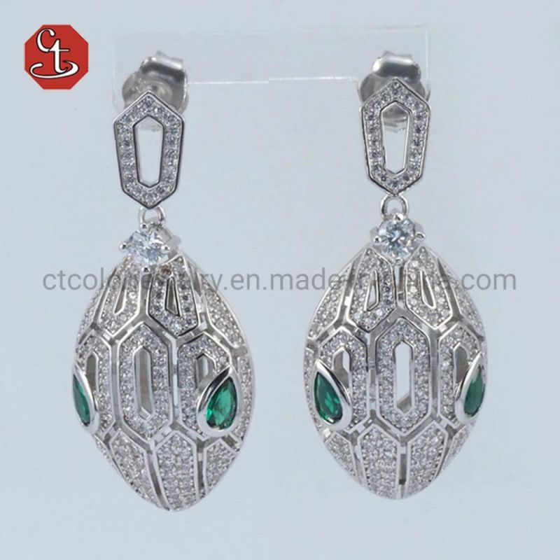 Snake Hoop Silver or Brass Earrings For Women AAA+ CZ Snake Earring Fashion Jewelry Accessories