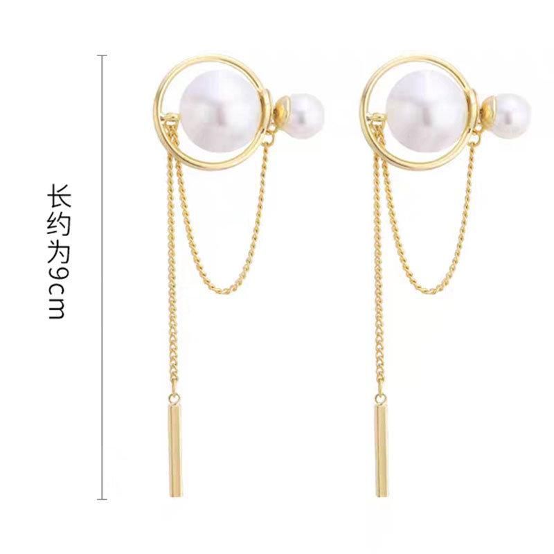 Luxury 925 Sterling Silver Pearl Earring Gold Jewelry with Chain