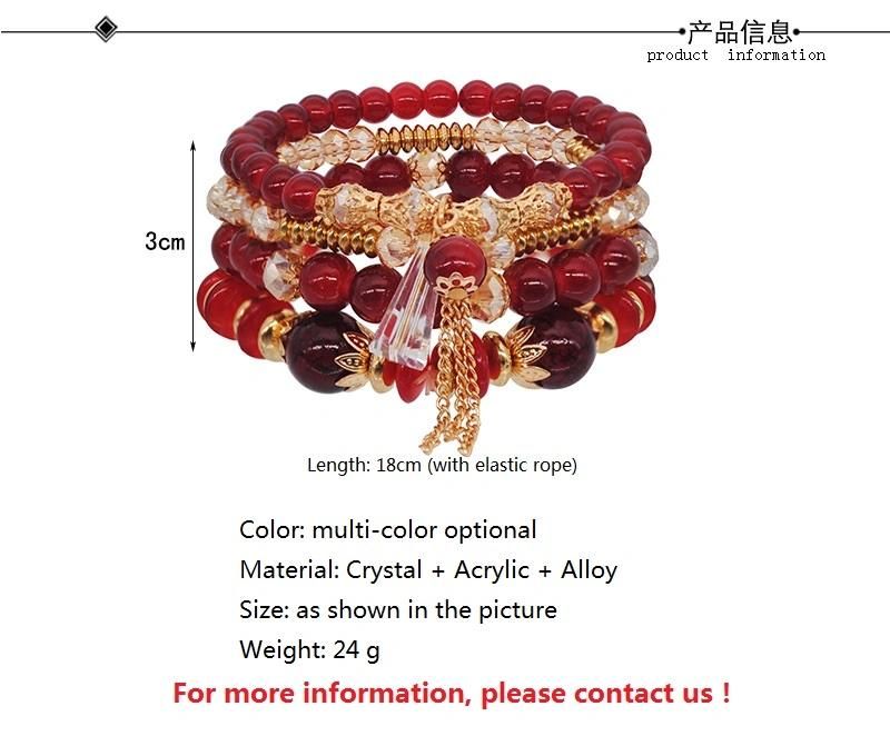 Bohemian Style Rhinestone Bangle Multi-Layer Beaded Crystal Bracelet for Women and Men 2021