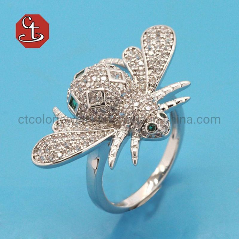Colorful Bee Finger Ring Clean AAA+ Animal Ring Fashion Women Party Jewelry