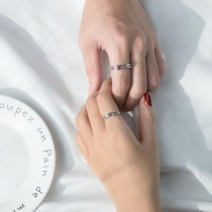 Trendy Luxury Moissanite Engagement Wedding Rings Gold 18K Couple Cubic Zircon CZ Signet Diamond Wedding 5925 Silver Ring