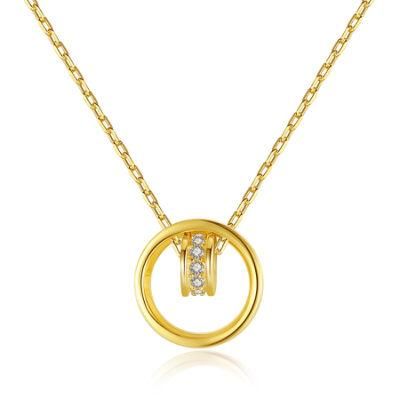 Charms Cubic Zircon Round in Ring Shape Pendant Necklace