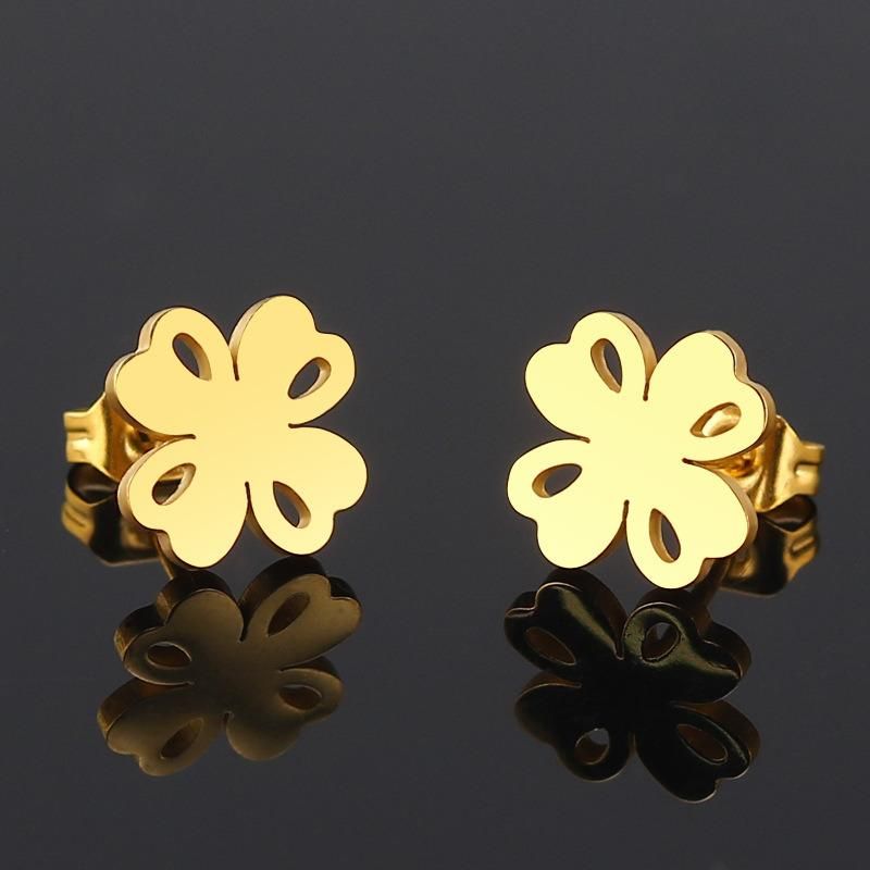 Manufacturer Custom Tarnishfree Fashion Jewelry High Quality Waterproof Non Fade Cheap Earring Stud 18K Flower Earring Gold Plated