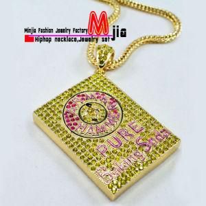 Hip Hop Yellow CZ Gold Finish Iced out Pure Baking Soda Pendant Necklace (MJ102)