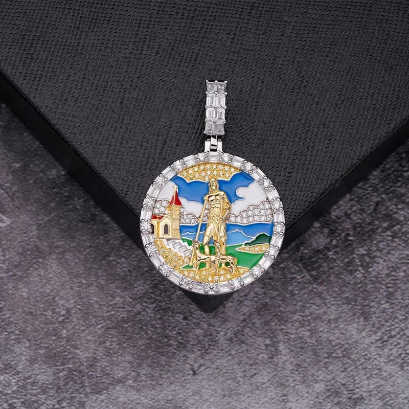 Men Design Diamond Custom Hip Hop Chain Saint Shape Pendants