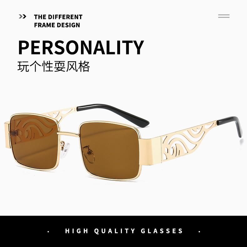 Gold Metal Sunglasses Men UV400 Hollow Decoration Male Square Women Designer Sun Glasses Summer