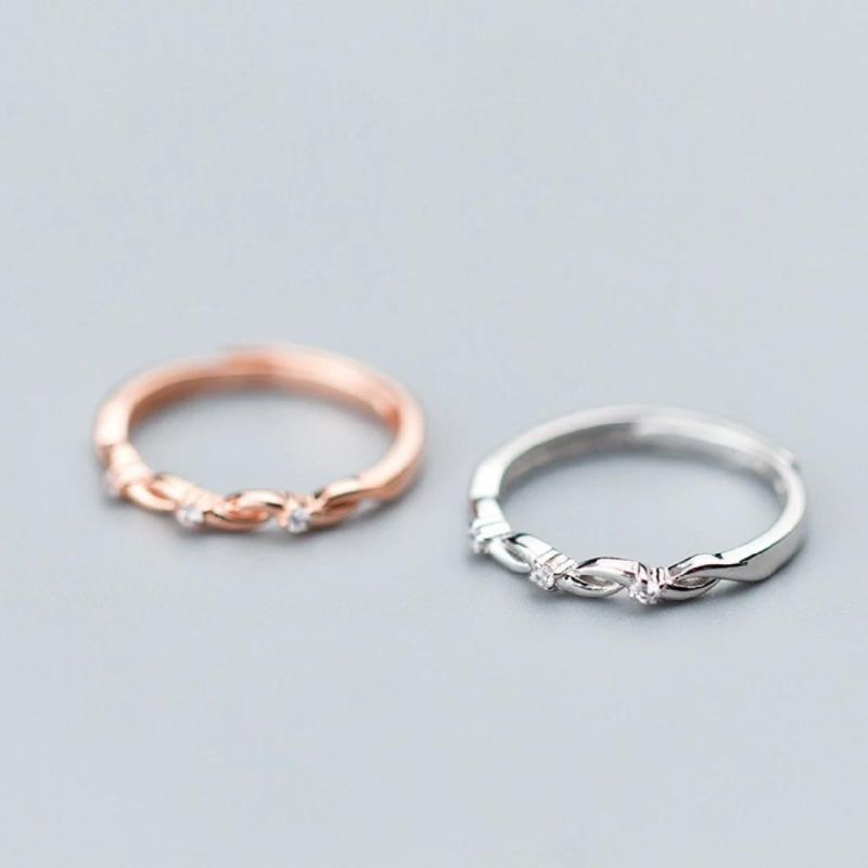 925 Sterling Silver Ring Minimalist Zircon Ring Adjustable Ring for Women Engagement Wedding Fashion Jewelry