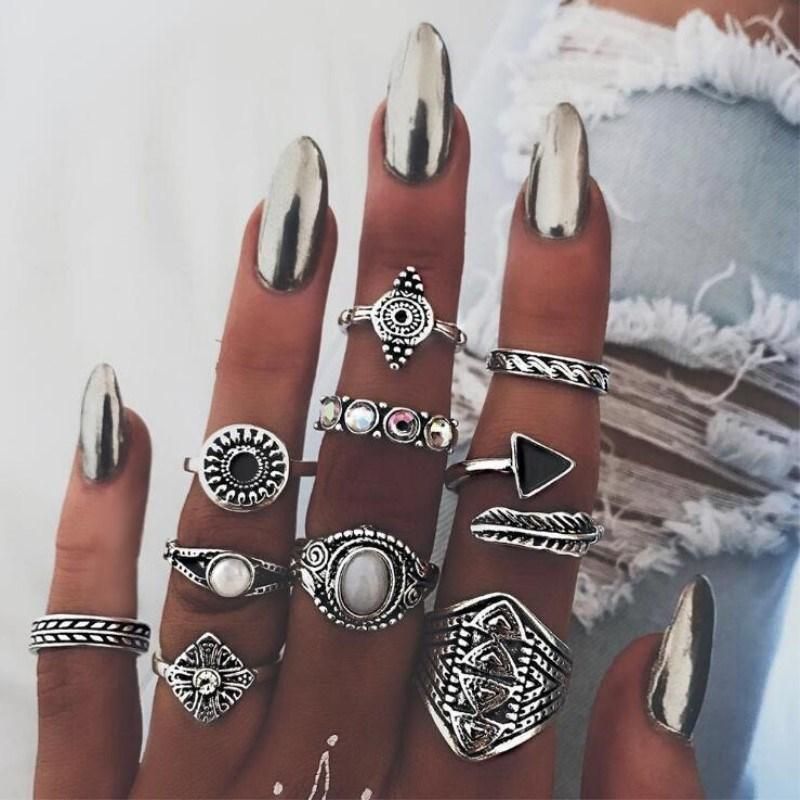10PCS Women Jewelry Retro Triangle Knuckle Rings Vintage Ring